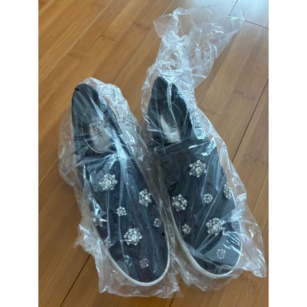 Michael Kors Keaton Charcoal Slip Ons Jeweled 9M